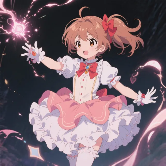 A magical girl character in a frilly dress, casting a spell (classic anime trope) - Bytedance Seedream 3.0