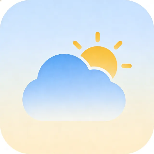 App icon design for a weather app. Minimalist representation of a sun partially behind a… - Bytedance Seedream 4.5