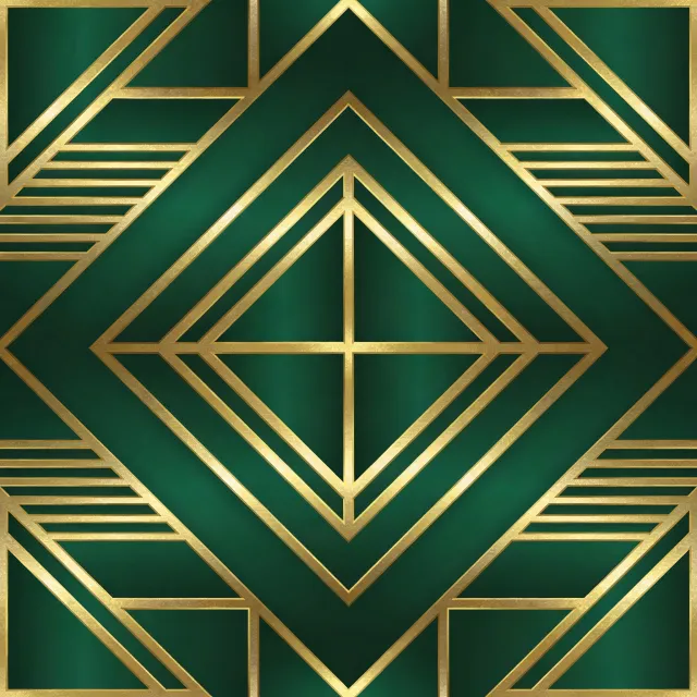 Seamless geometric pattern, Art Deco style, gold lines on deep emerald green background… - Bytedance Seedream 4.5