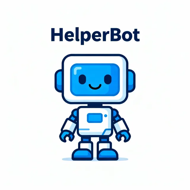 Simple flat vector mascot: friendly smiling robot character 'HelperBot', approachable… - Bytedance Seedream 4.0