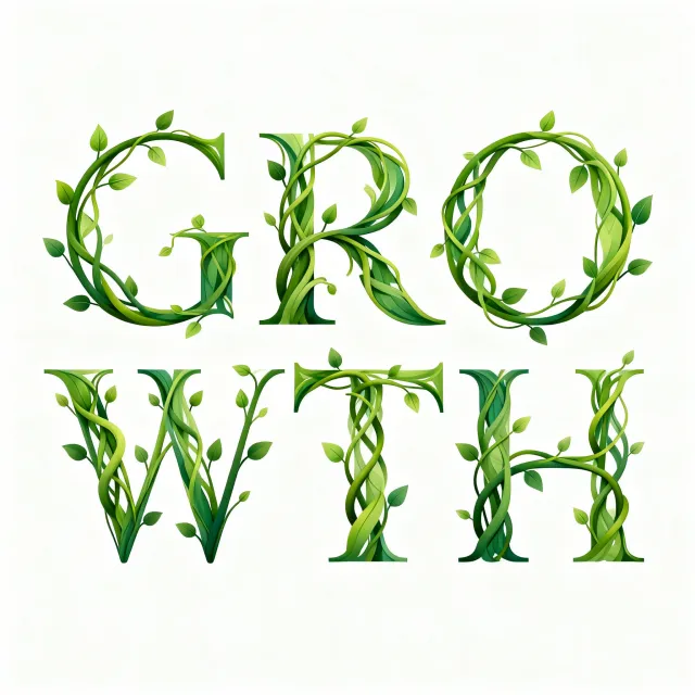The word 'GROWTH' visualized using stylized plant vines organically forming the letters… - Bytedance Seedream 4.0