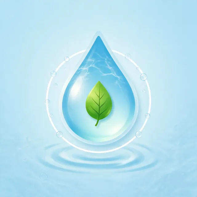 Visual element for an infographic about water conservation. Stylized water droplet icon… - Bytedance Seedream 5.0 Pro