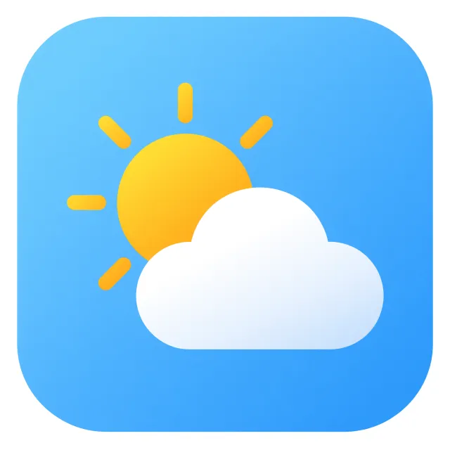 App icon design for a weather app. Minimalist representation of a sun partially behind a… - Takumi 1.1