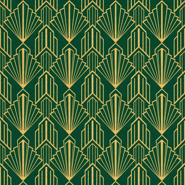 Seamless geometric pattern, Art Deco style, gold lines on deep emerald green background, high resolution texture for print. - Takumi 1.1