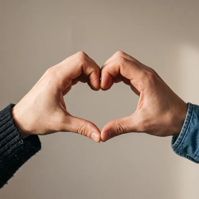 Two hands forming a heart shape together against a plain background. - Takumi 1.1