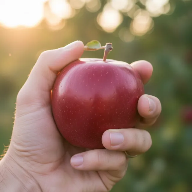 A realistic photo of a hand holding a red apple, with all fingers clearly visible - Google Nano Banana (2.5 Flash)