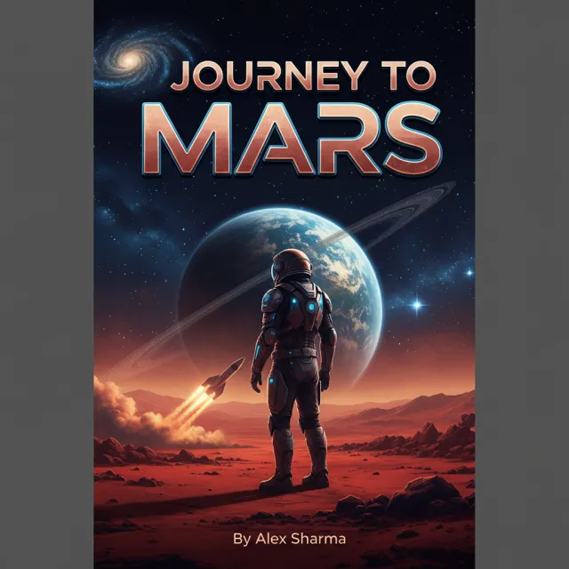 A book cover showing the title "Journey to Mars" along with an astronaut illustration… - Google Nano Banana (2.5 Flash)
