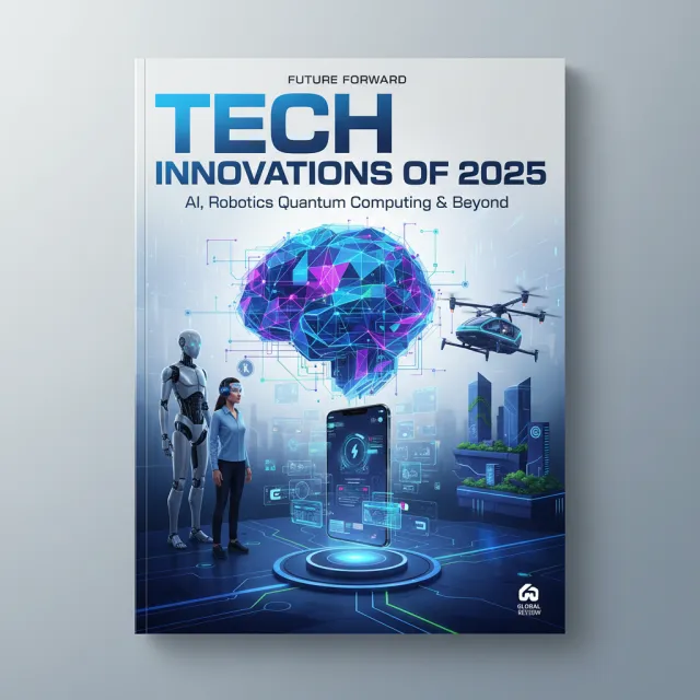 A technology magazine cover featuring the headline "Tech Innovations of 2025," clean… - Google Nano Banana (2.5 Flash)