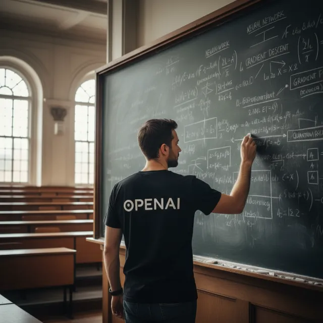 Photorealistic depiction of a man wearing a clearly visible black OpenAI-branded T-shirt… - Google Nano Banana (2.5 Flash)