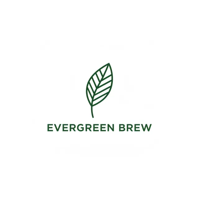 Minimalist logo for a sustainable coffee brand 'Evergreen Brew', single leaf motif, clean… - Google Nano Banana (2.5 Flash)