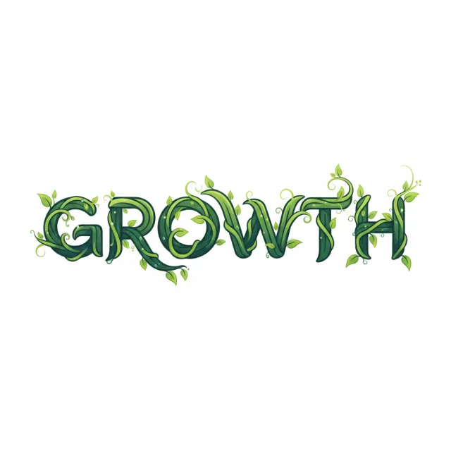 The word 'GROWTH' visualized using stylized plant vines organically forming the letters… - Google Nano Banana (2.5 Flash)