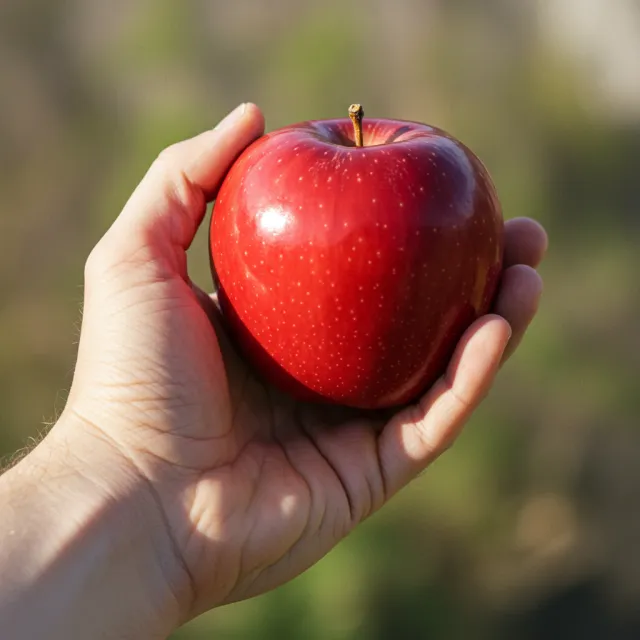 A realistic photo of a hand holding a red apple, with all fingers clearly visible - Google Imagen 3.0
