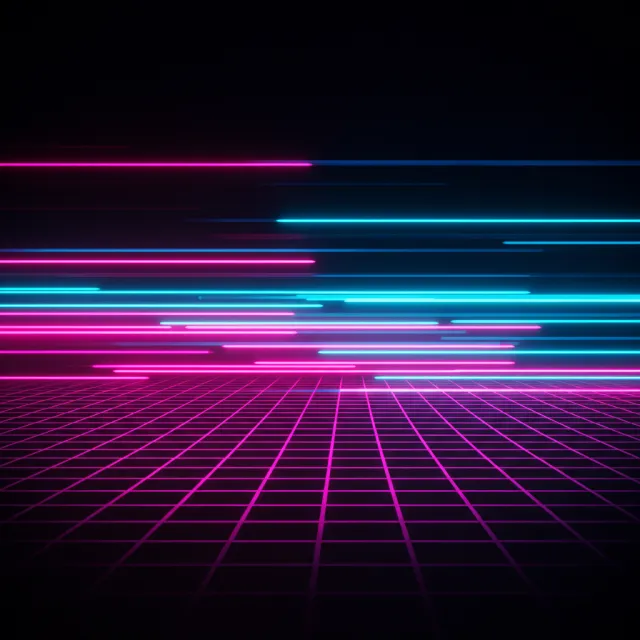 Abstract background graphic, cyberpunk aesthetic, neon pink/blue light trails on dark… - Google Imagen 3.0