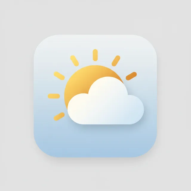 App icon design for a weather app. Minimalist representation of a sun partially behind a… - Google Imagen 3.0