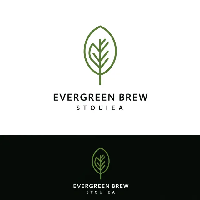 Minimalist logo for a sustainable coffee brand 'Evergreen Brew', single leaf motif, clean… - Google Imagen 3.0