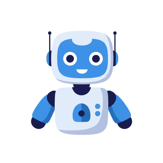 Simple flat vector mascot: friendly smiling robot character 'HelperBot', approachable… - Google Imagen 3.0