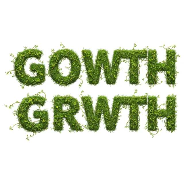The word 'GROWTH' visualized using stylized plant vines organically forming the letters… - Google Imagen 3.0