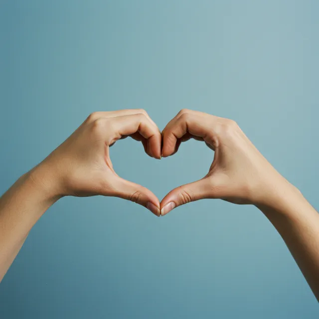 Two hands forming a heart shape together against a plain background. - Imagen 3.0
