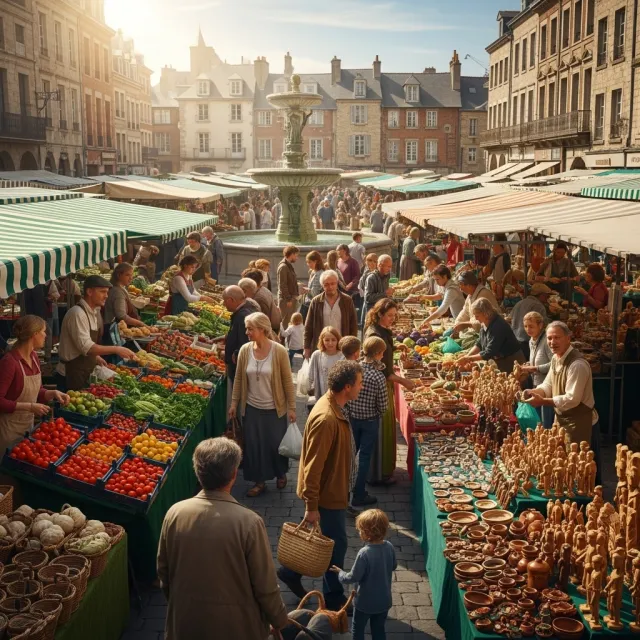 A bustling market scene with dozens of people buying and selling goods - Google Imagen 4.0 Ultra