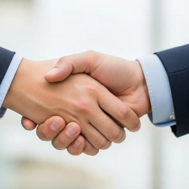 A close-up of two people shaking hands, both hands fully visible with five fingers each… - Google Imagen 4.0 Ultra