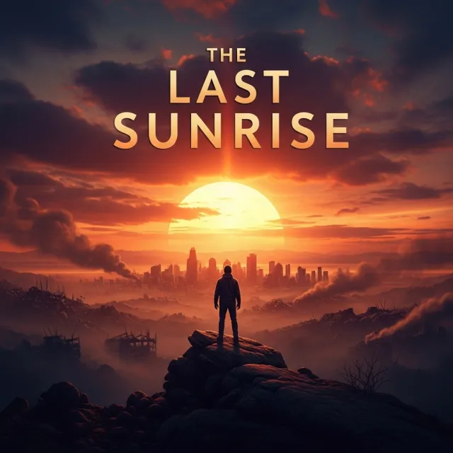 A movie poster for a fictional film titled "The Last Sunrise". Dramatic Hollywood design… - Google Imagen 4.0 Ultra
