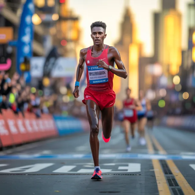 A runner mid-stride in a full-body action shot, limbs in motion and well-defined. - Ideogram 3.0 (Quality)