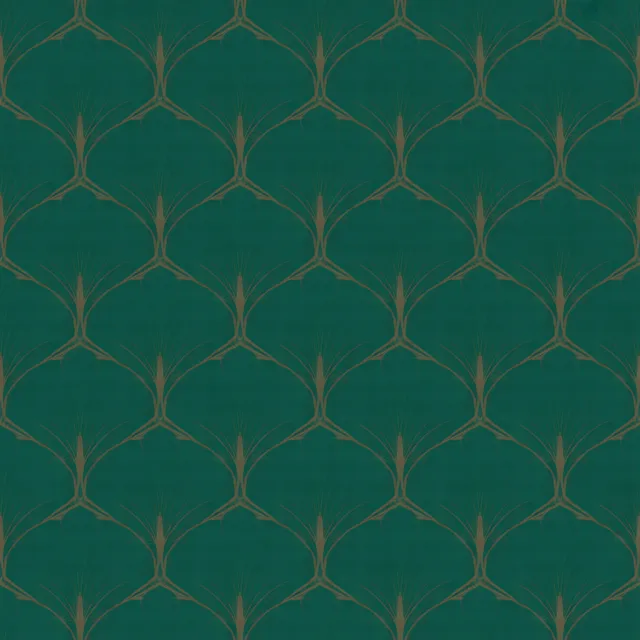Seamless geometric pattern, Art Deco style, gold lines on deep emerald green background, high resolution texture for print. - Ideogram 3.0 (Quality)