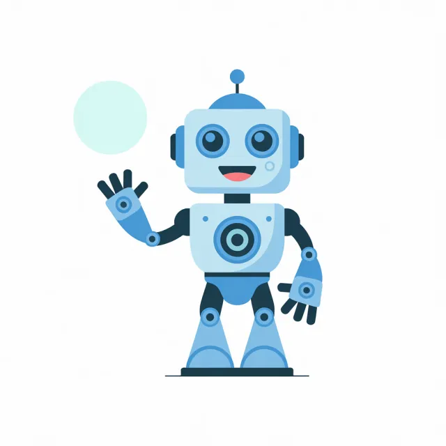 Simple flat vector mascot: friendly smiling robot character 'HelperBot', approachable… - Ideogram 3.0 (Quality)