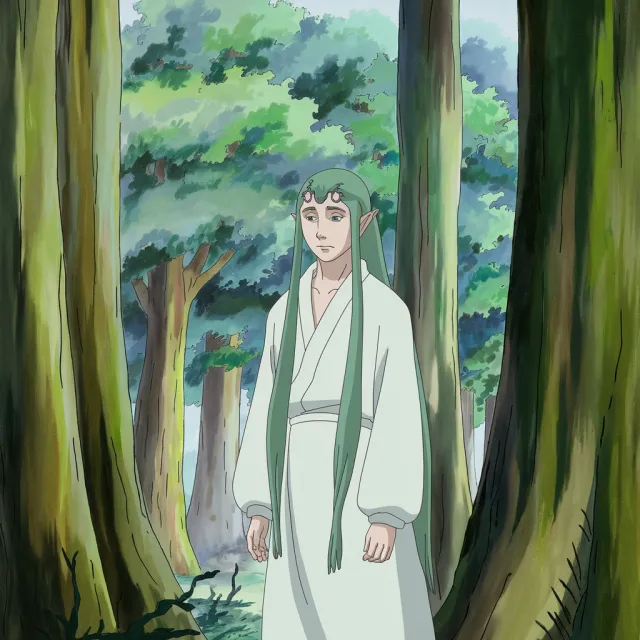 A forest spirit standing among tall trees. Replicate the artistic style of 'Princess… - Ideogram V2