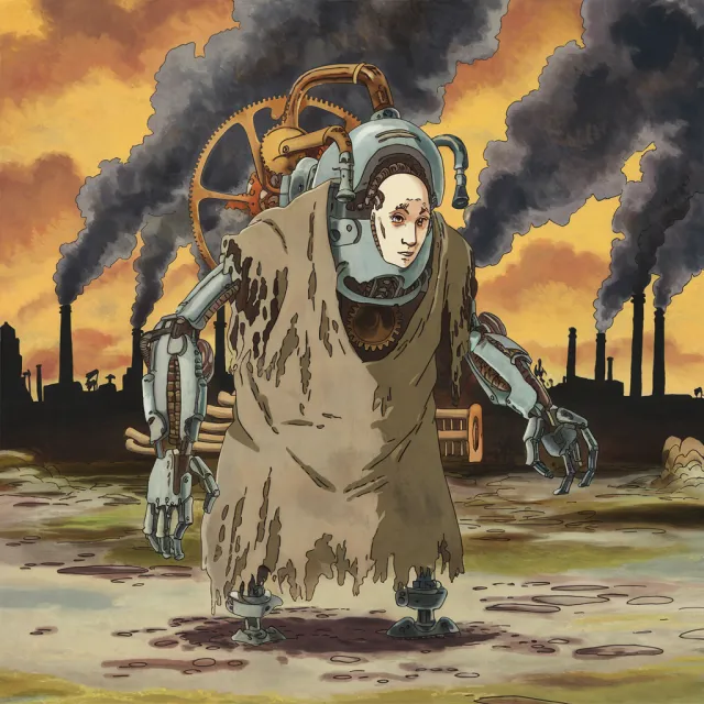 A mechanical creature in a polluted landscape. Capture the visual aesthetic of 'Nausicaä'… - Ideogram V2