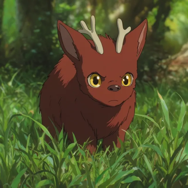 A forest spirit standing among tall trees. Replicate the artistic style of 'Princess… - Krea 2 Large
