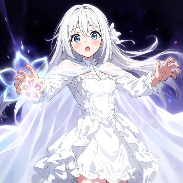 A magical girl character in a frilly dress, casting a spell (classic anime trope) - Krea 2 Large