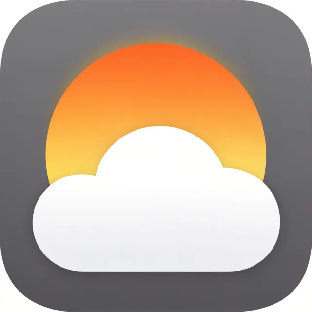 App icon design for a weather app. Minimalist representation of a sun partially behind a… - Krea 2 Large
