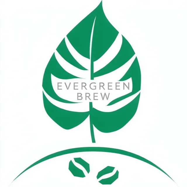 Minimalist logo for a sustainable coffee brand 'Evergreen Brew', single leaf motif, clean… - Krea 2 Large