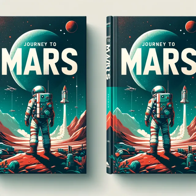 A book cover showing the title "Journey to Mars" along with an astronaut illustration… - OpenAI DALL-E 3