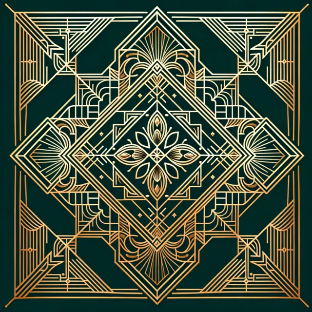 Seamless geometric pattern, Art Deco style, gold lines on deep emerald green background, high resolution texture for print. - DALL-E 3