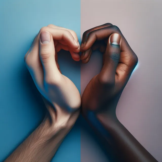 Two hands forming a heart shape together against a plain background - OpenAI DALL-E 3
