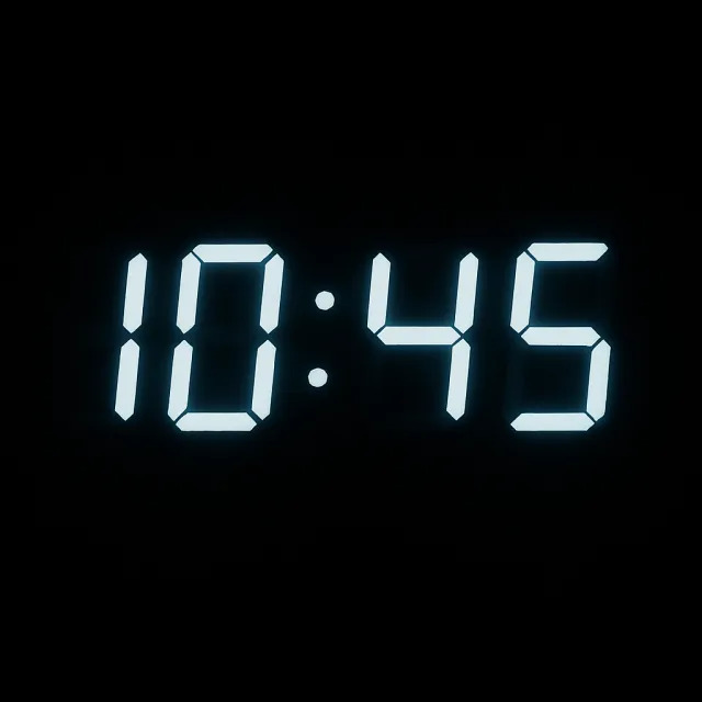 A digital clock display showing the time "10:45" in LED-style numerals, photorealistic… - OpenAI ChatGPT 4o