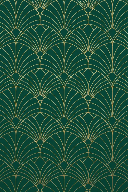 Seamless geometric pattern, Art Deco style, gold lines on deep emerald green background… - OpenAI ChatGPT 4o