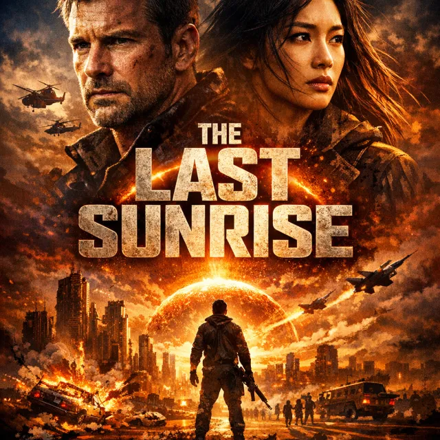 A movie poster for a fictional film titled "The Last Sunrise". Dramatic Hollywood design… - OpenAI GPT Image 1.5