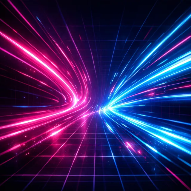 Abstract background graphic, cyberpunk aesthetic, neon pink/blue light trails on dark… - OpenAI GPT Image 1.5
