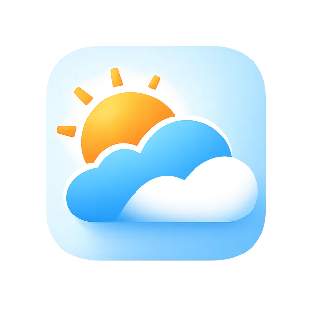 App icon design for a weather app. Minimalist representation of a sun partially behind a stylized cloud, subtle gradient, modern flat style. - GPT Image 1.5
