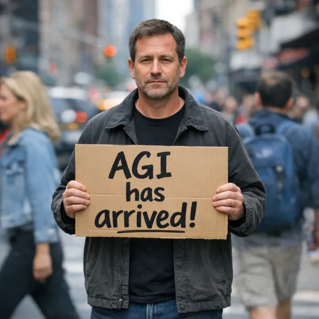 Photorealistic daytime street photograph, clearly showing a man standing still on a busy… - OpenAI GPT Image 1.5