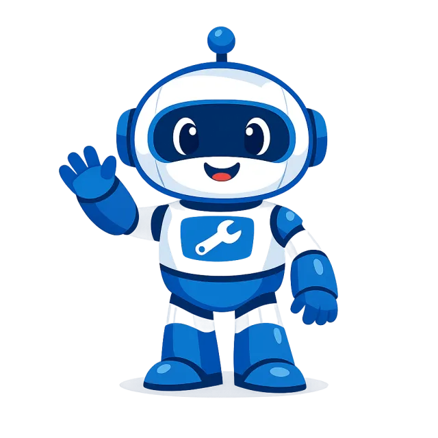 Simple flat vector mascot: friendly smiling robot character 'HelperBot', approachable… - OpenAI GPT Image 1.5