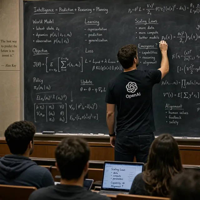 Photorealistic depiction of a man wearing a clearly visible black OpenAI-branded T-shirt… - Microsoft MAI-Image-2.6