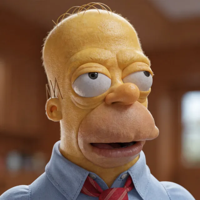 A famous cartoon character (e.g. Homer Simpson) rendered fully photorealistically as if a… - Recraft V4.1