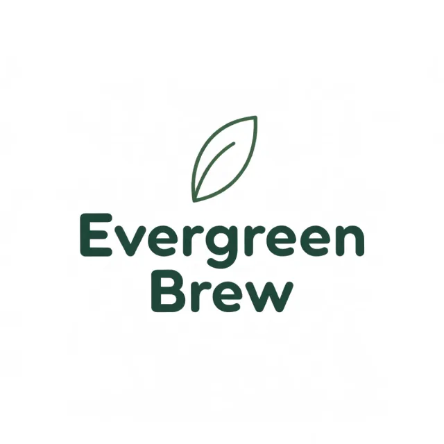 Minimalist logo for a sustainable coffee brand 'Evergreen Brew', single leaf motif, clean… - Recraft V4.1