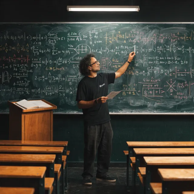 Photorealistic depiction of a man wearing a clearly visible black OpenAI-branded T-shirt… - Recraft V4.1