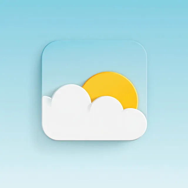 App icon design for a weather app. Minimalist representation of a sun partially behind a… - Reve Image (Halfmoon)