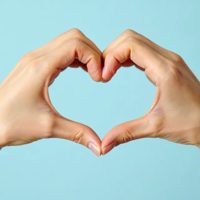 Two hands forming a heart shape together against a plain background - Reve Image (Halfmoon)